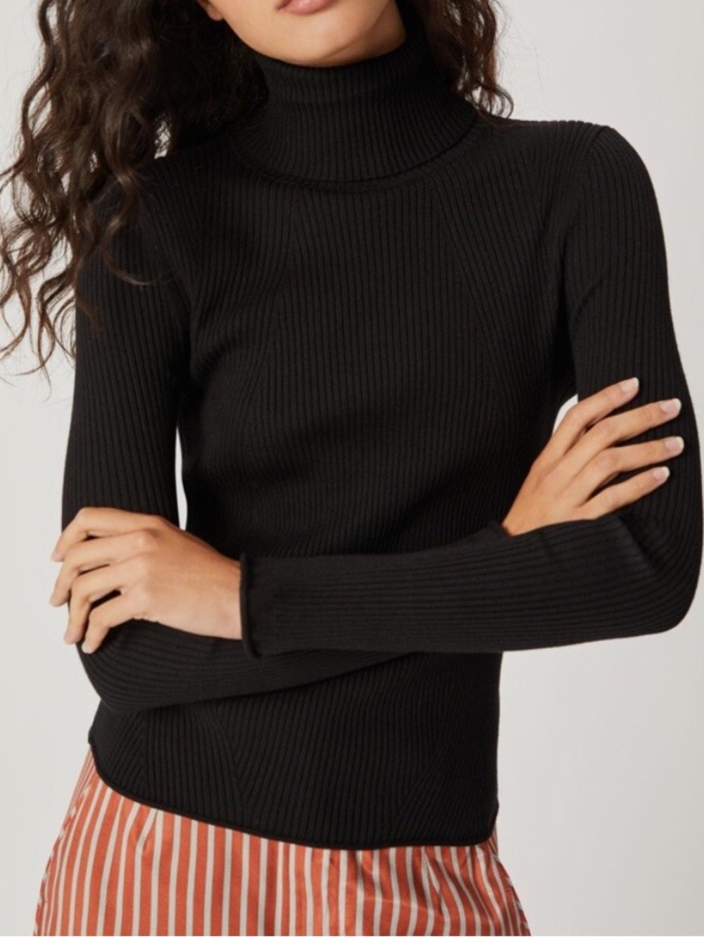 Maeve Anthropologie Black Ribbed Turtleneck
